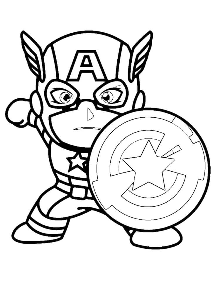 ζωγραφική Chibi Captain America Αμύνεται