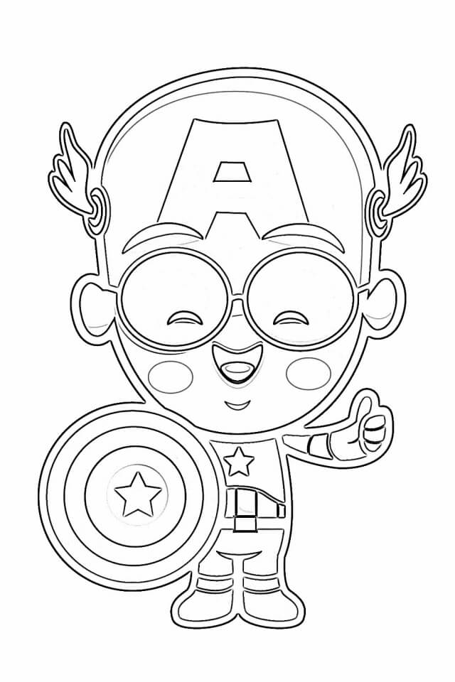 ζωγραφική Chibi Captain America χαμογελώντας