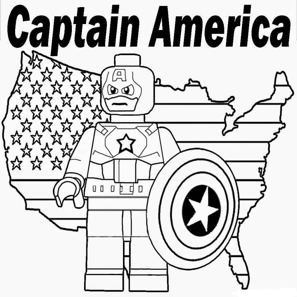 ζωγραφική Lego Captain America και Σημαία των ΗΠΑ