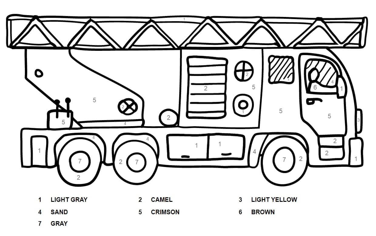 ζωγραφική Basic Fire Truck Color By Number