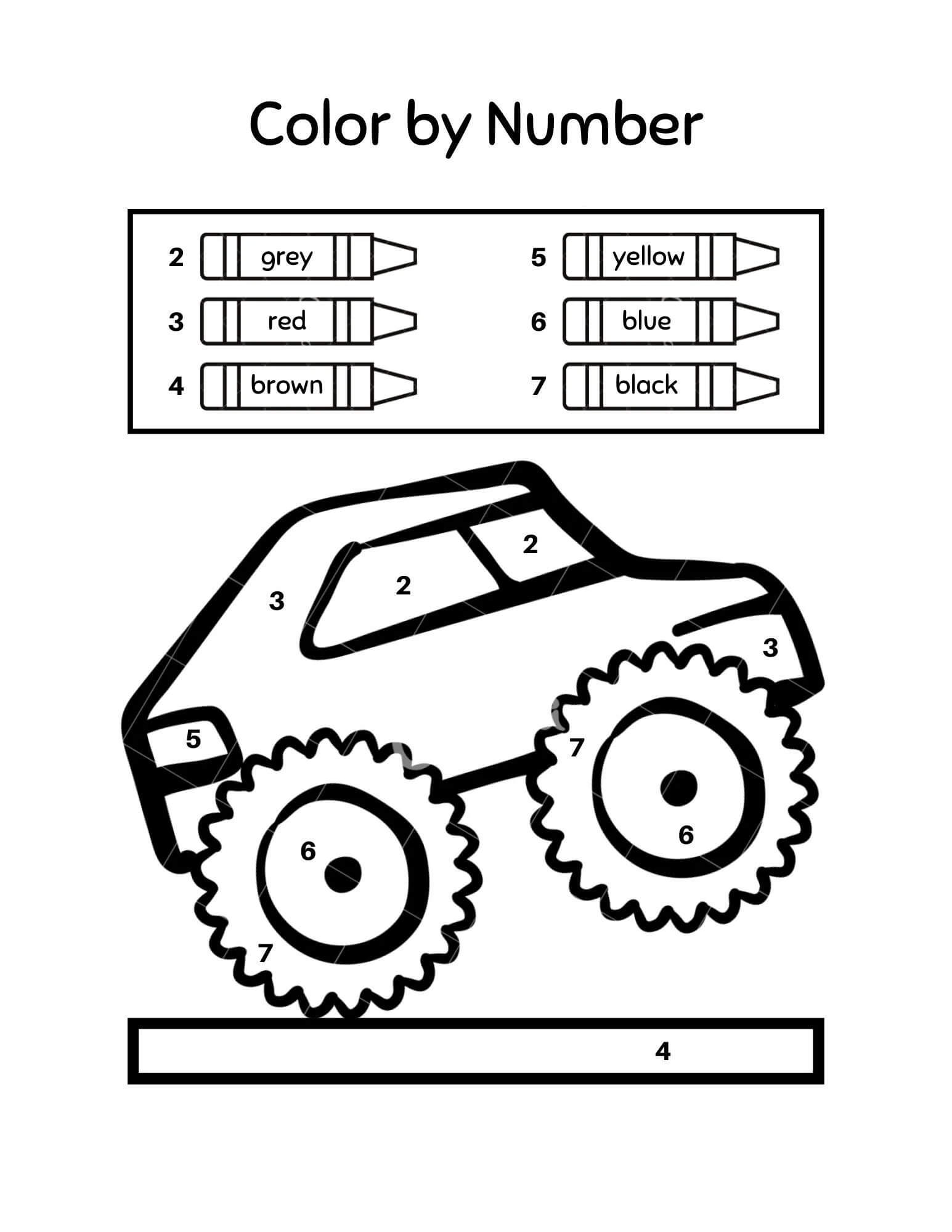 ζωγραφική Drawing Monster Truck Color By Number