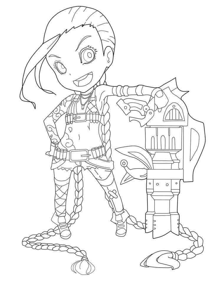 ζωγραφική Chibi Jinx με Big Gun