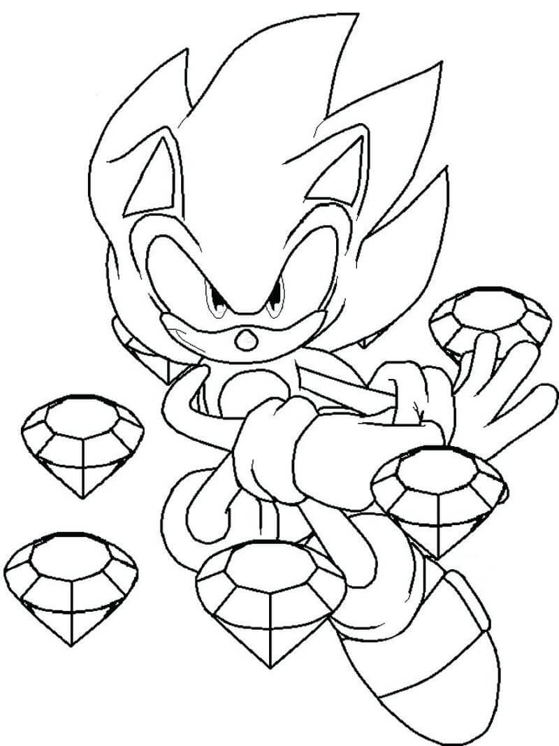 ζωγραφική Sonic με πέντε διαμάντια