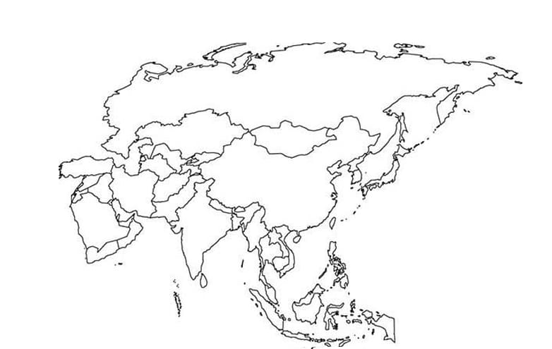 ζωγραφική Asia Map Outline Image
