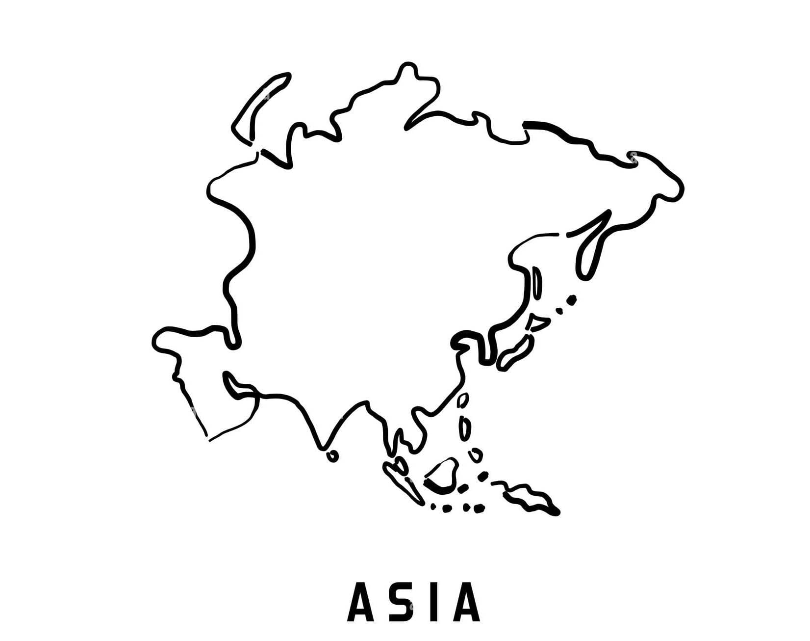 ζωγραφική Blank Asia Map Outline