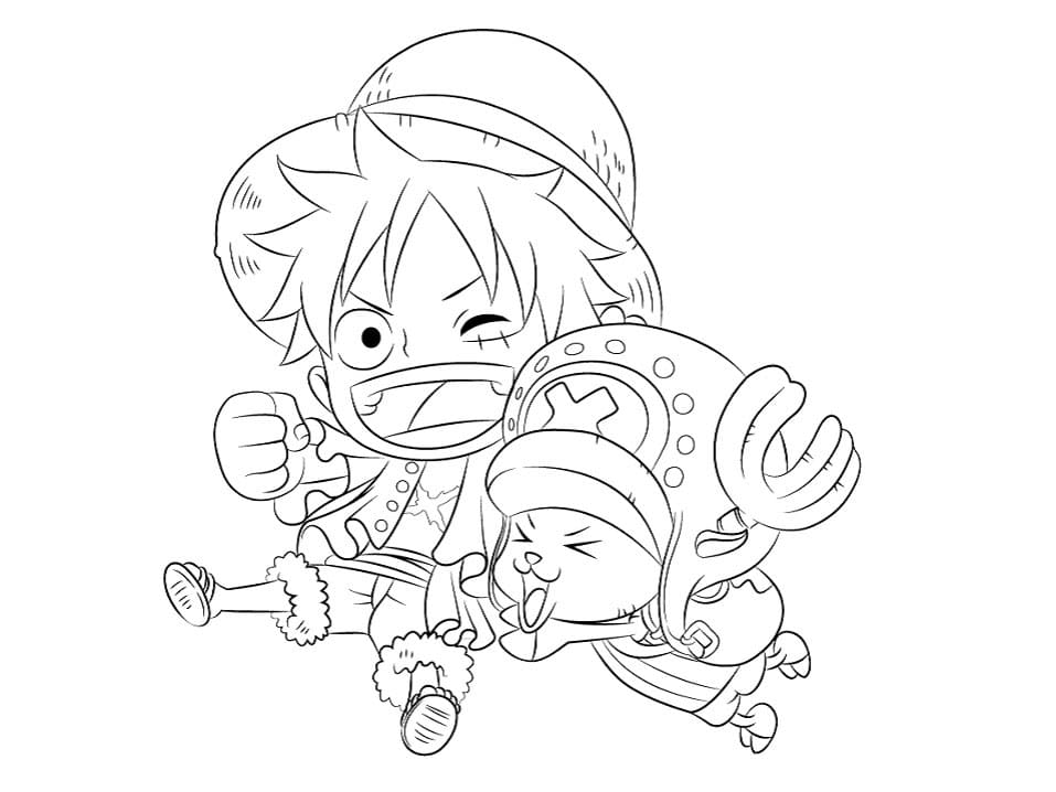 ζωγραφική Chibi Λούφι και Chopper