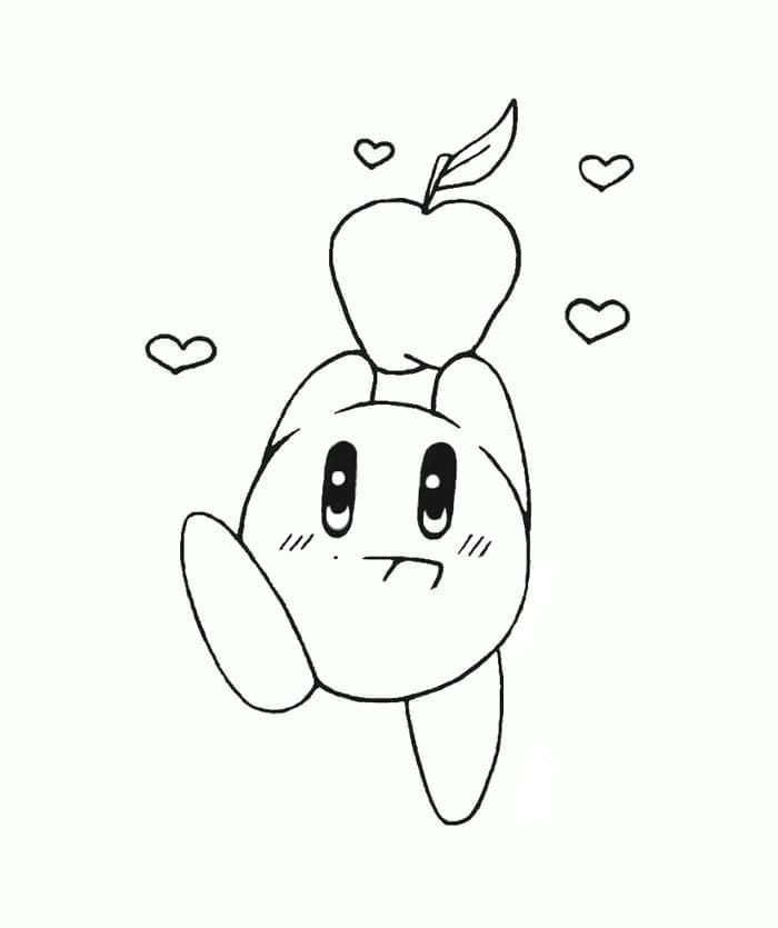 ζωγραφική Kirby με ένα μήλο
