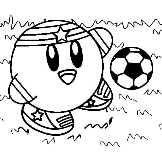 ζωγραφική Kirby παίζει ποδόσφαιρο