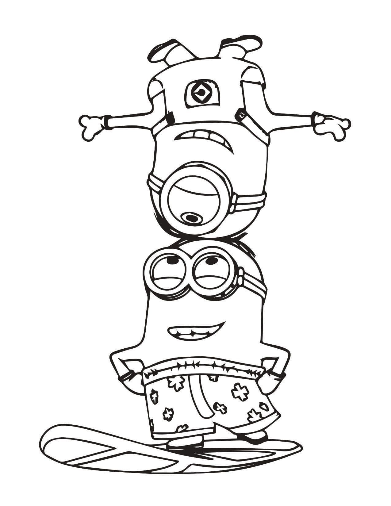 ζωγραφική Minions skateboard και διασκεδάστε μεταξύ τους