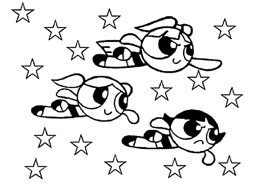 ζωγραφική Powerpuff Girls με αστέρια
