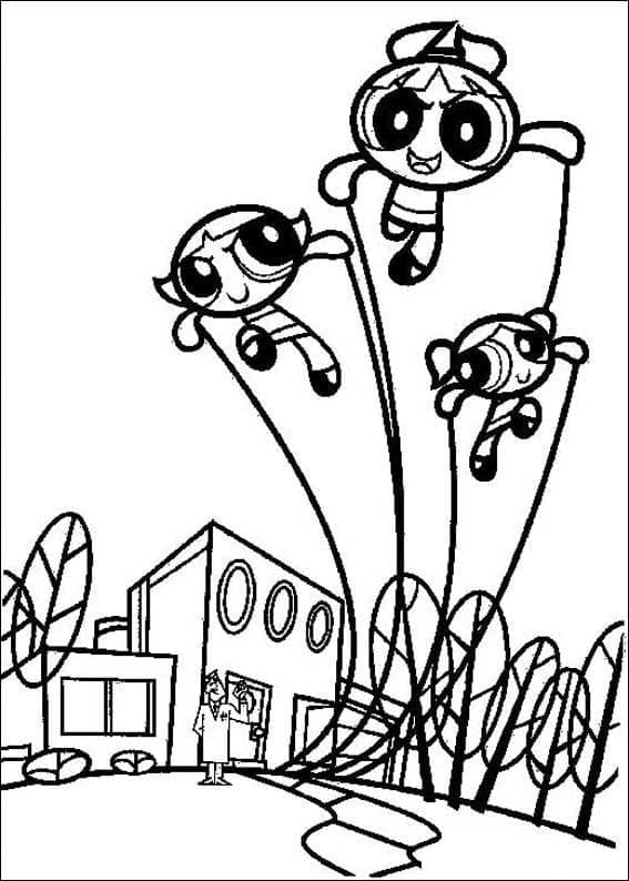 ζωγραφική Powerpuff Girls πετούν