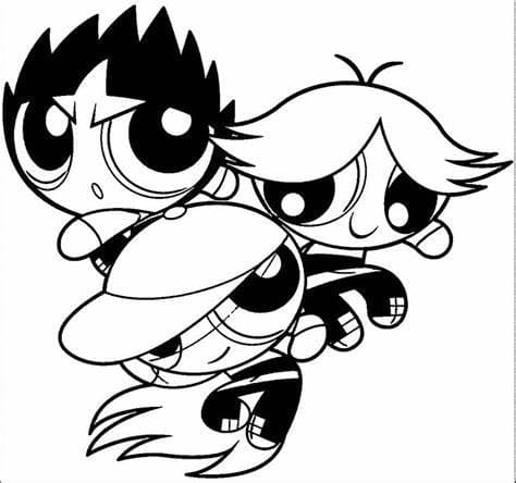 ζωγραφική Powerpuff Girls που αγωνίζονται