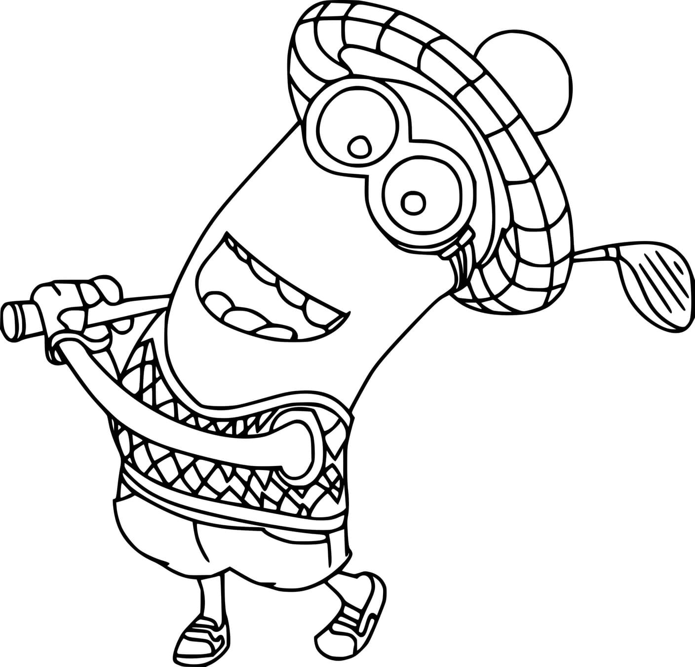 ζωγραφική Τα Minions παίζουν χαρούμενα γκολφ