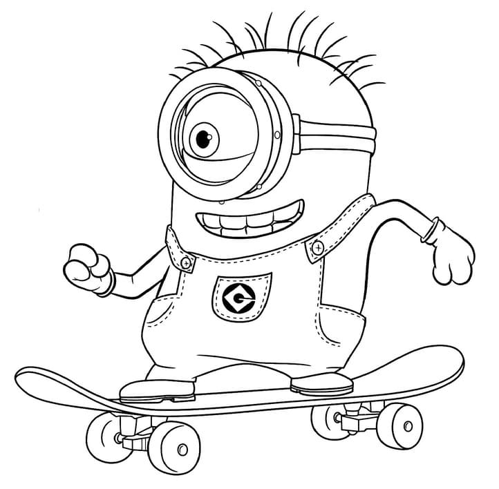 ζωγραφική Τα Minions παίζουν skateboard