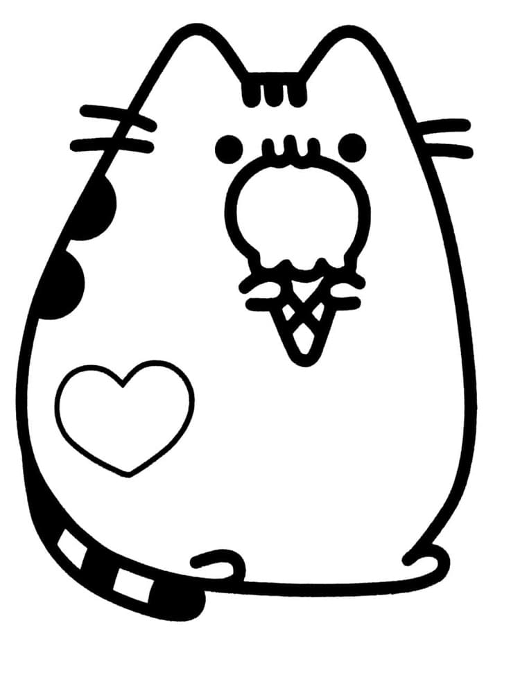 ζωγραφική Pusheen με παγωτό