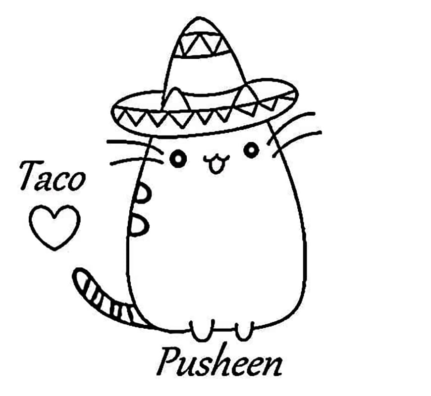 ζωγραφική Pusheen με το Sombrero