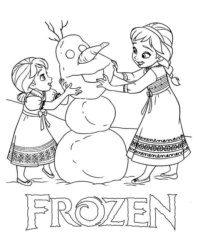 ζωγραφική Η μικρή Έλσα και η Άννα από το Frozen