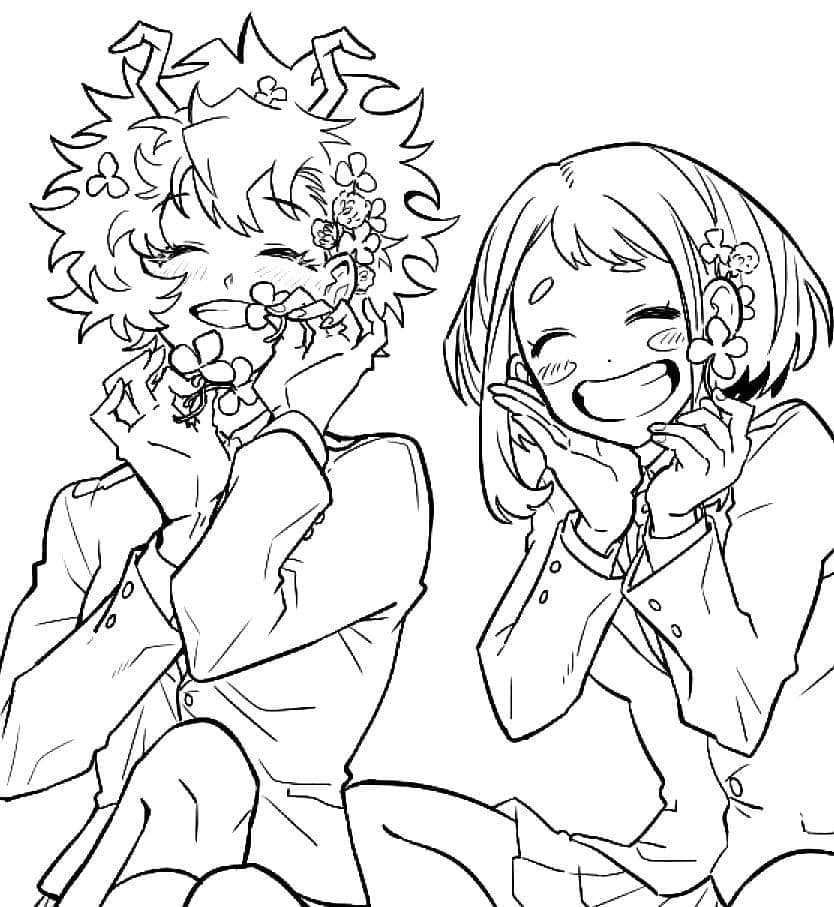 ζωγραφική Mina Ashido και Uraraka