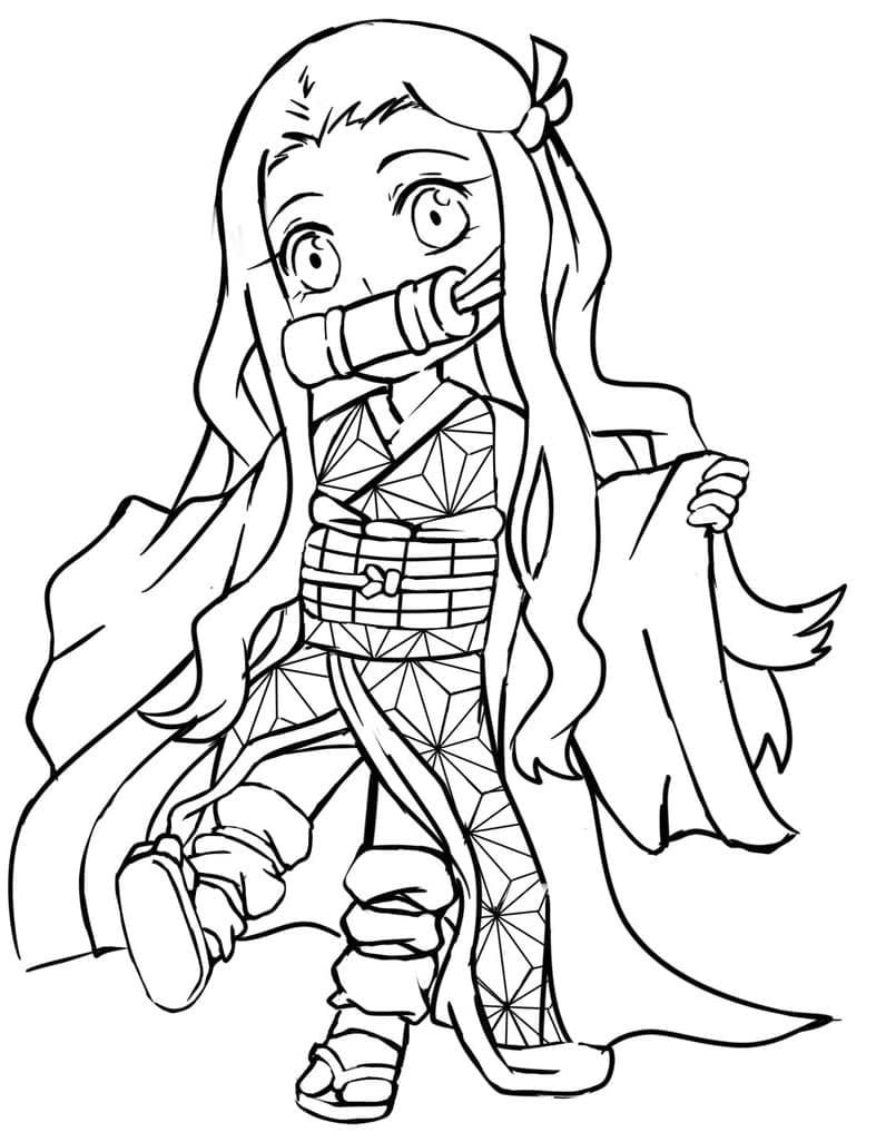 ζωγραφική Ο Chibi Nezuko περπατά