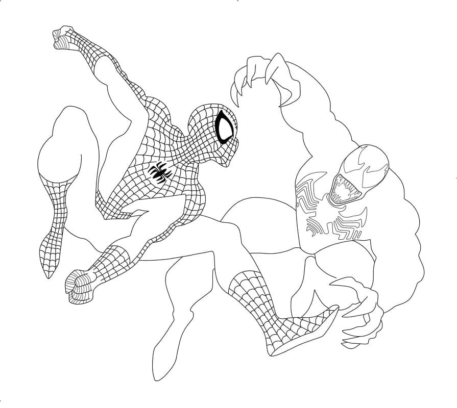 ζωγραφική Ο Spiderman επιτίθεται στο Venom