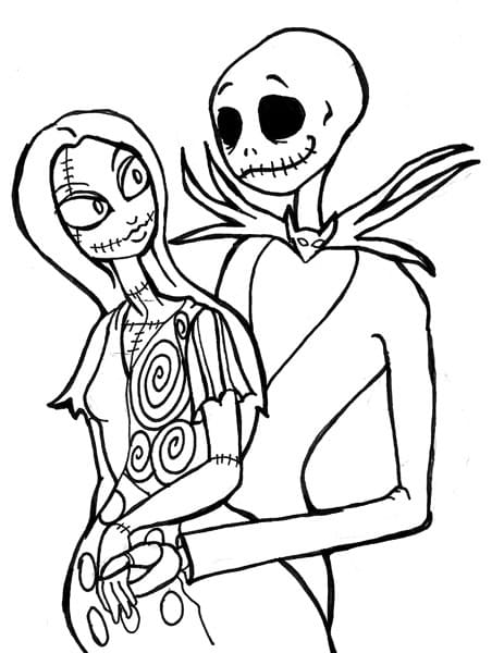 ζωγραφική Sally και Jack Skellington