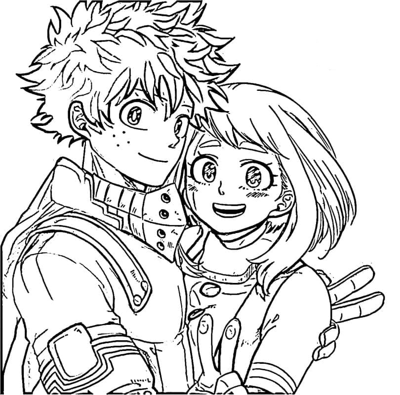 ζωγραφική Uraraka και Midoriya