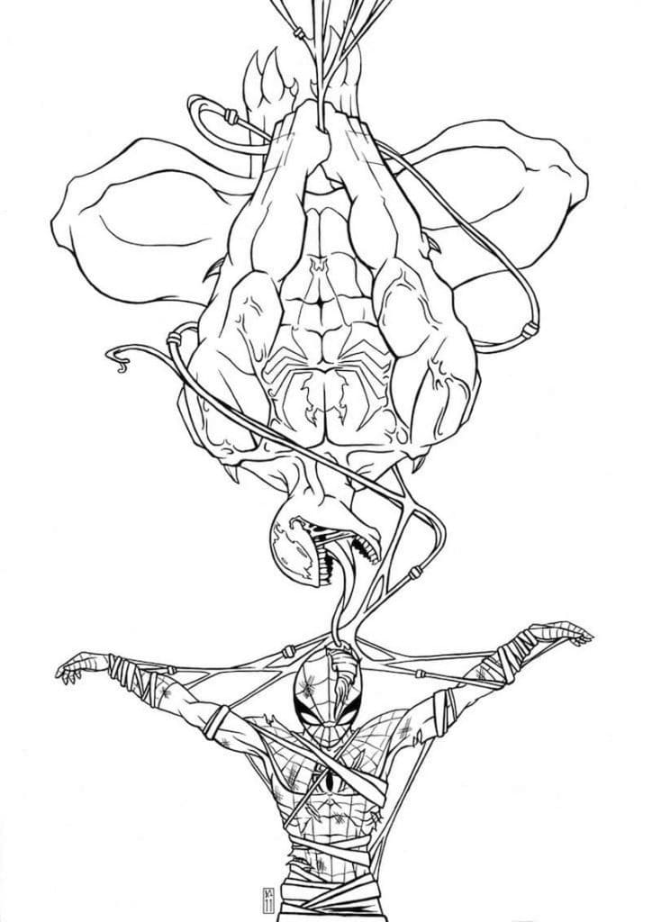 ζωγραφική Venom και Spider Man