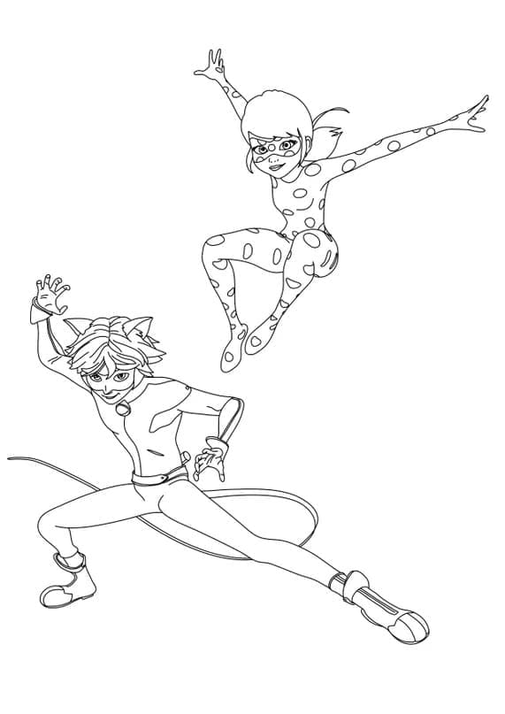 ζωγραφική Δροσερός Ladybug και Cat Noir