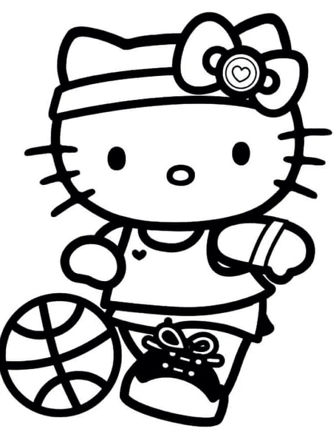 ζωγραφική Η Hello Kitty παίζει μπάσκετ