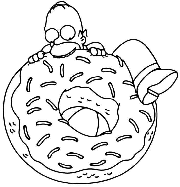 ζωγραφική Homer Simpson που τρώει ντόνατ