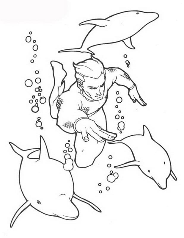 ζωγραφική Aquaman και δελφίνια