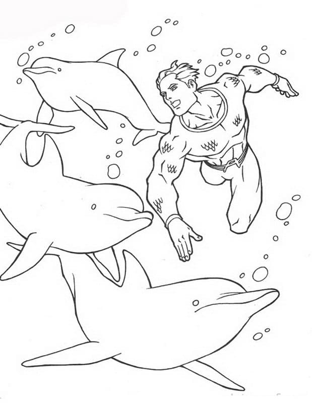 ζωγραφική Aquaman με δελφίνια