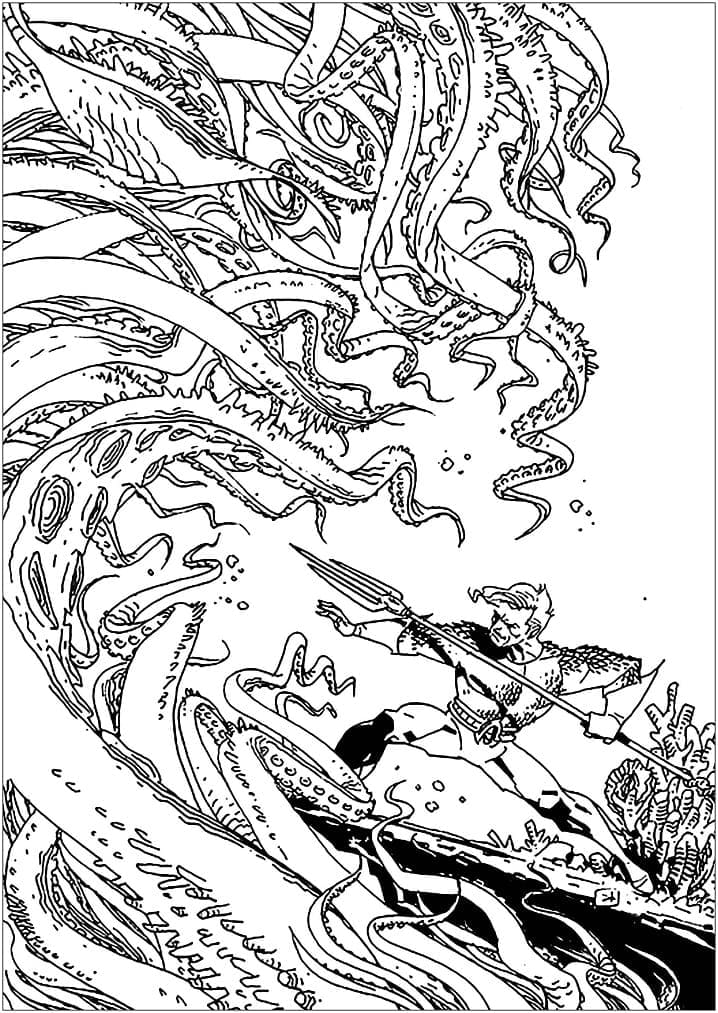 ζωγραφική Ο Aquaman και το τέρας