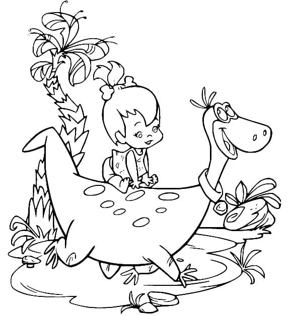 ζωγραφική Pebbles Flintstone και δεινόσαυρος