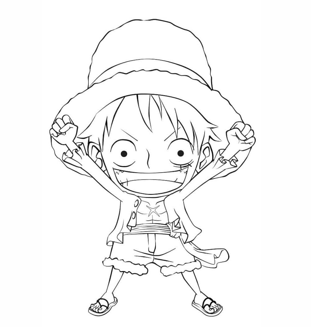 ζωγραφική Χαριτωμένος χρωματισμός Chibi Luffy