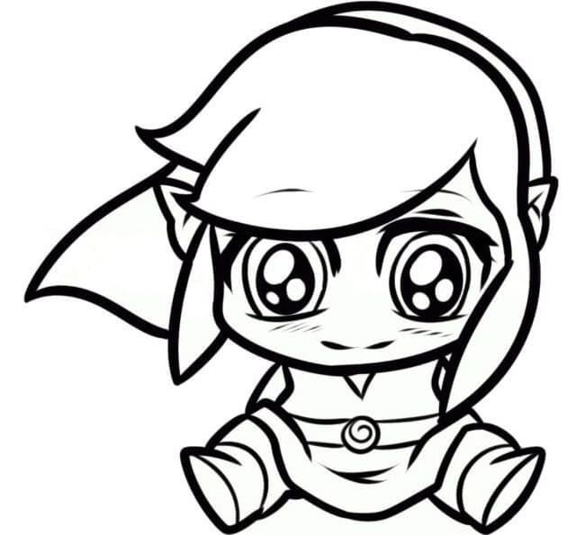 ζωγραφική Chibi Link με μεγάλα ευγενικά μάτια