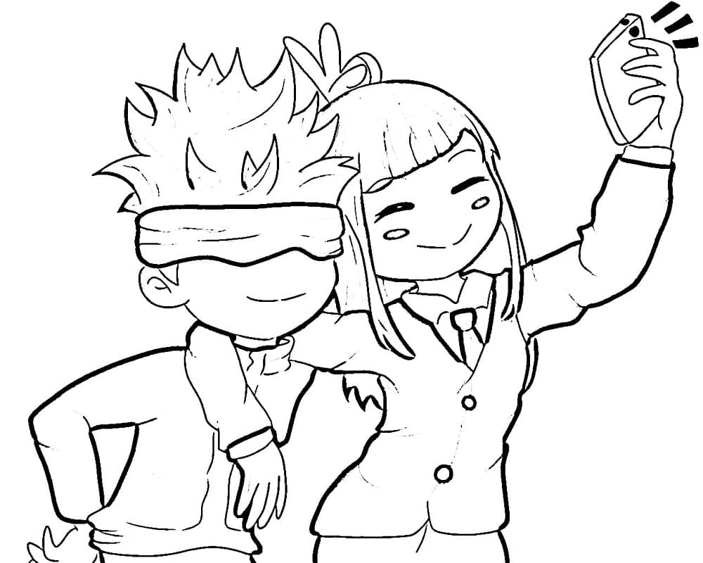 ζωγραφική Chibi Gojo Satoru και Miwa Kasumi