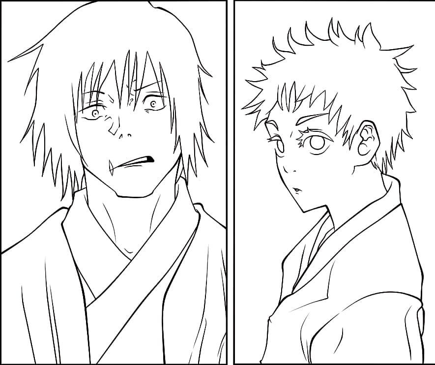 ζωγραφική Toji Fushiguro και Gojo Satoru