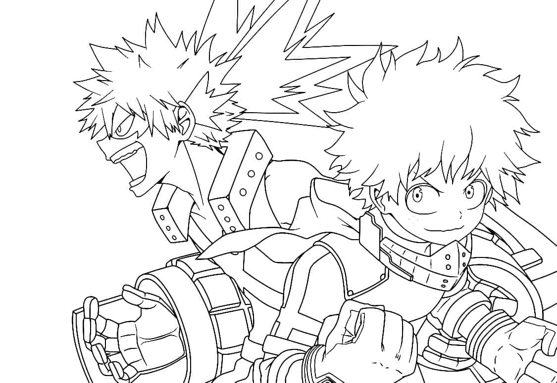ζωγραφική Bakugo και Midoriya