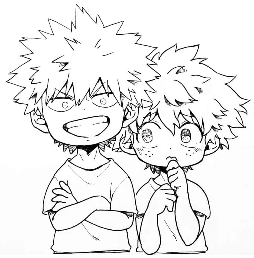 ζωγραφική Χαριτωμένος Bakugo και Midoriya