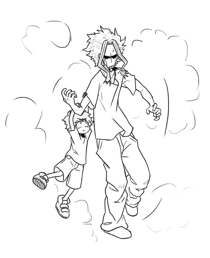 ζωγραφική Midoriya και All Might dorean