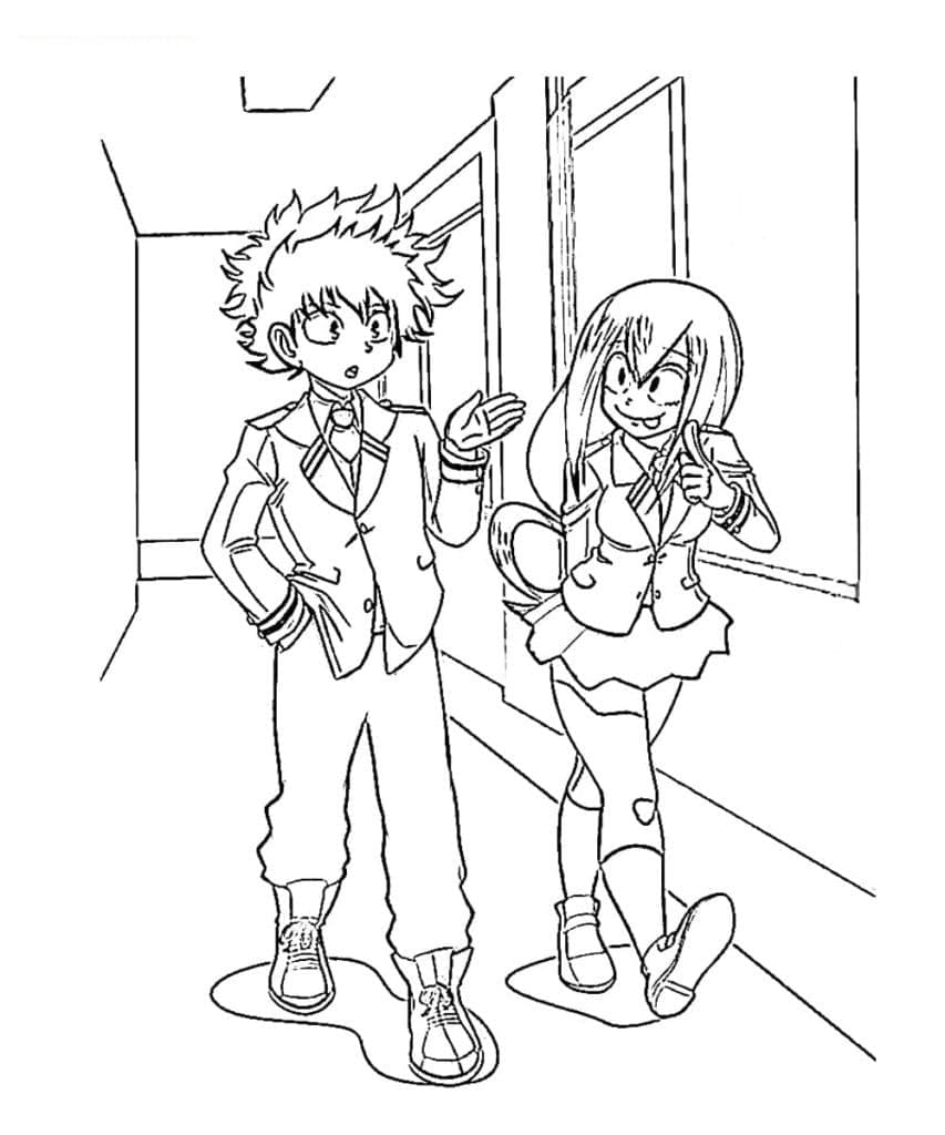 ζωγραφική Midoriya και Asui