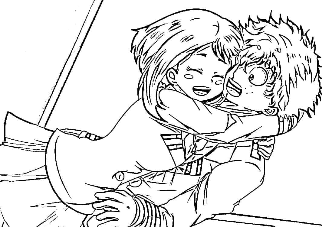 ζωγραφική Midoriya και Izuku Uraraka