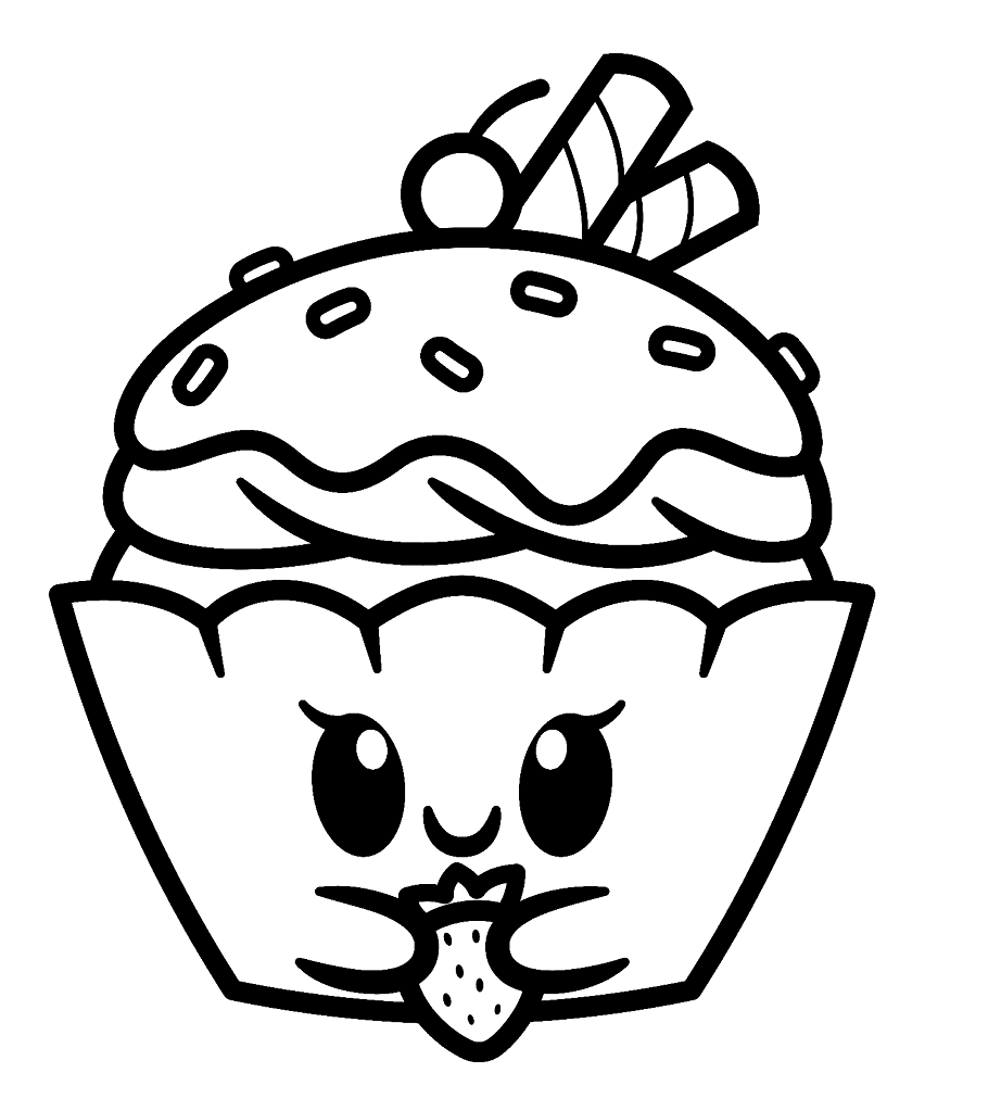 ζωγραφική Χαριτωμένο κινούμενο σχέδιο Cupcake