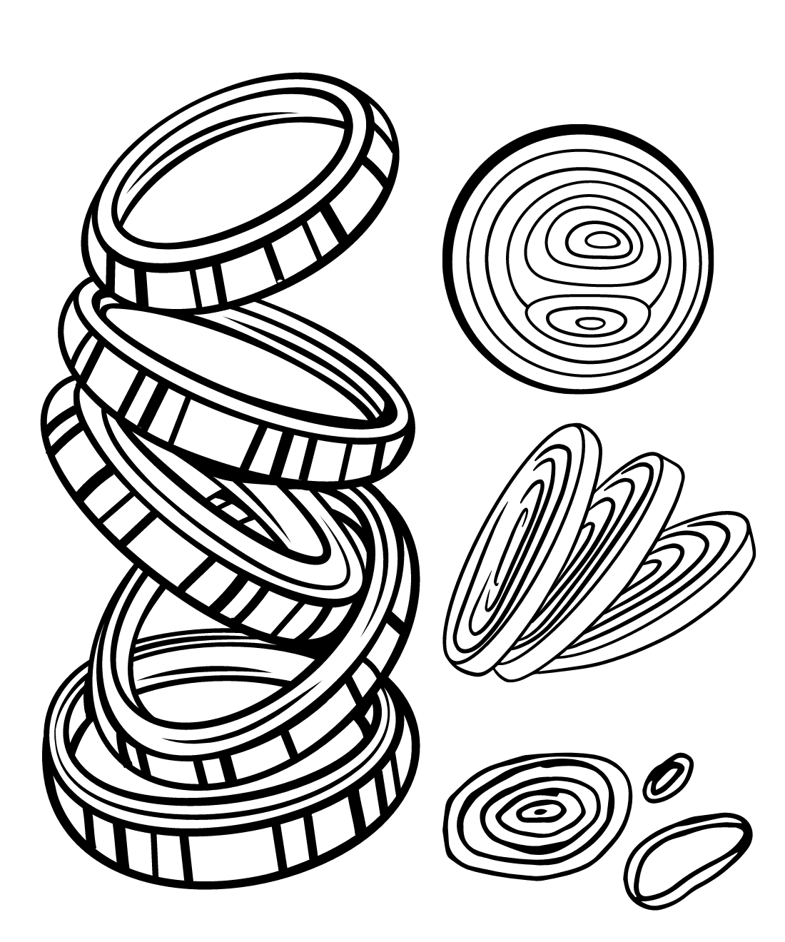 ζωγραφική Κρεμμύδια σε φέτες