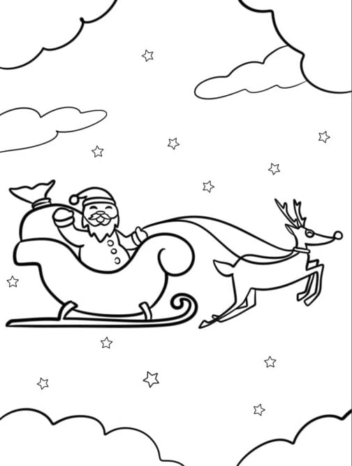 ζωγραφική Άγιος Βασίλης και έλκηθρο