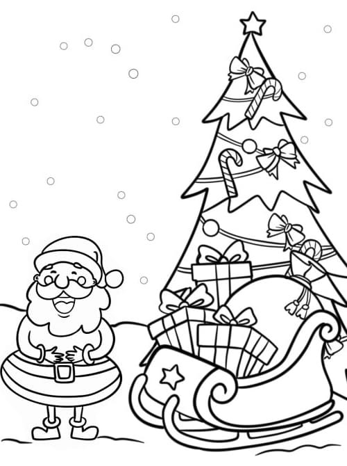 ζωγραφική Άγιος Βασίλης με έλκηθρο