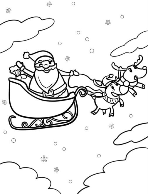 ζωγραφική Άγιος Βασίλης σε έλκηθρο