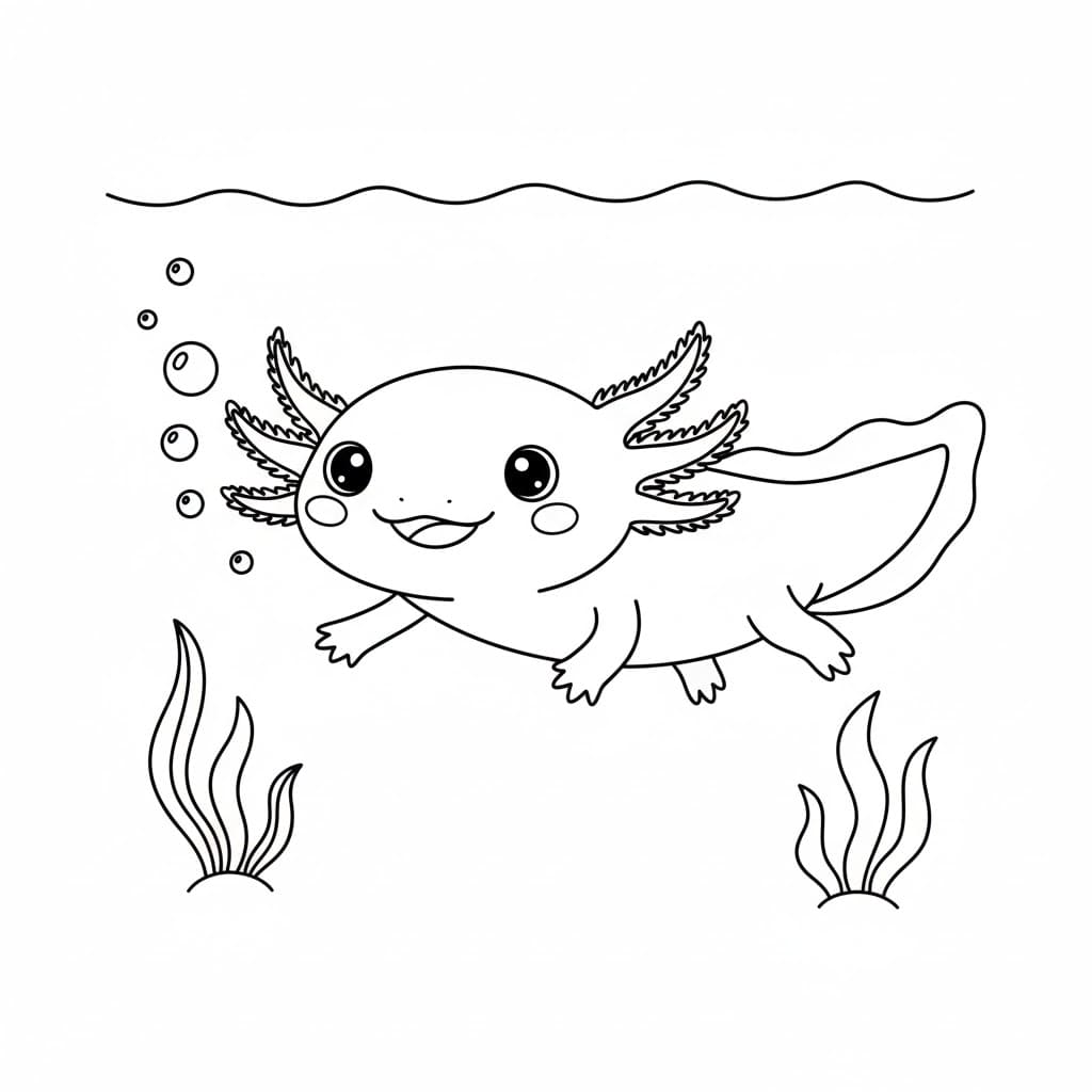 ζωγραφική Αξολότλ κολύμπι