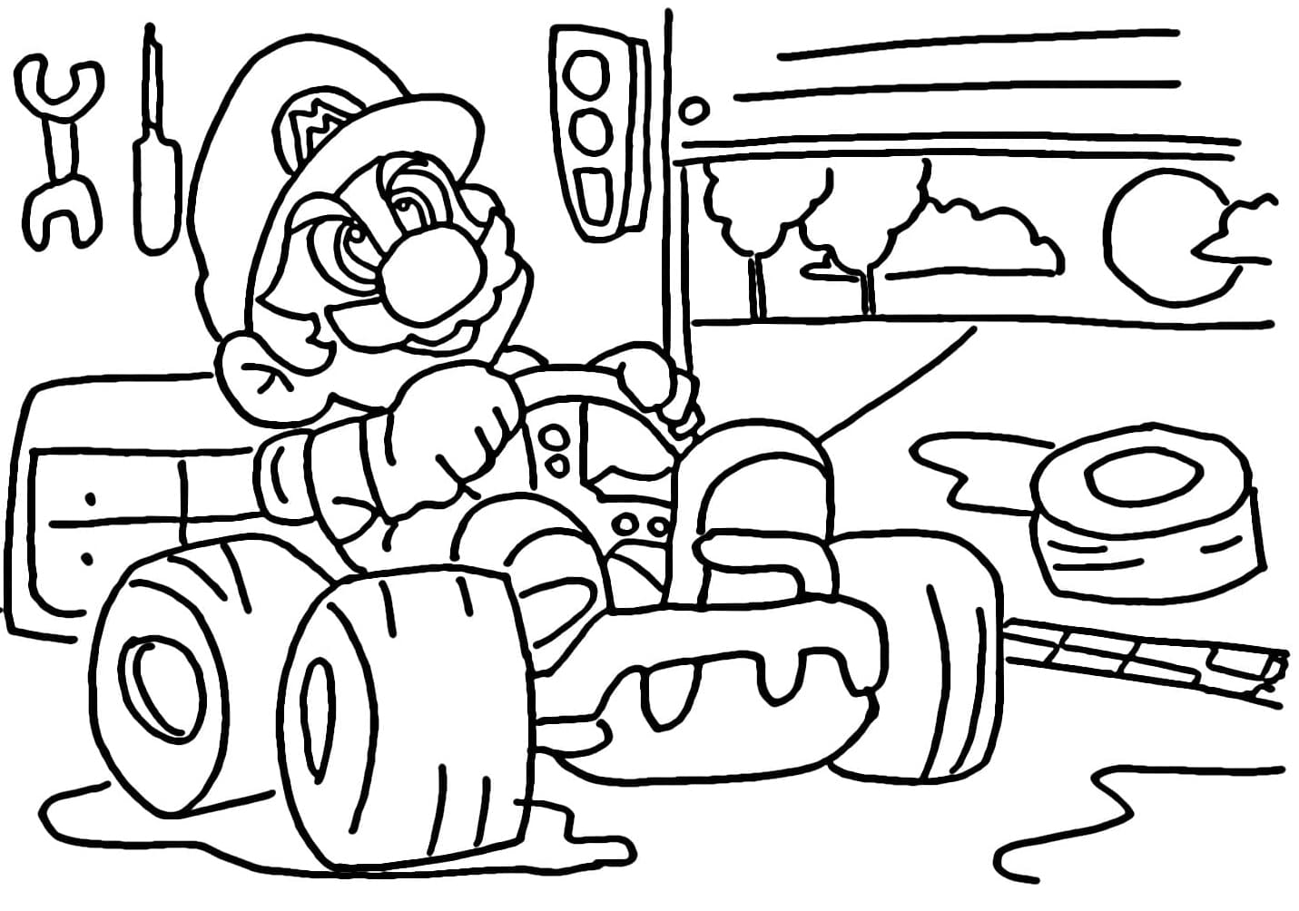 ζωγραφική Χαριτωμένο εκτυπώσιμο Μάριο Καρτ